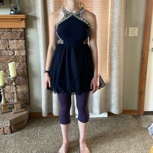 Navy blue short prom dress